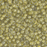 11/0 Miyuki Seed Beads #0378 Light Olivine Lined Crystal Luster 22g