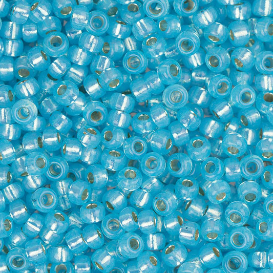 11/0 Miyuki Seed Beads #0647 Aqua Silver Lined Alabaster 22g