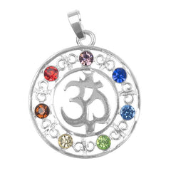 1 5/8" Ohm Chakra Rhinestone Metal Pendant 1/pk