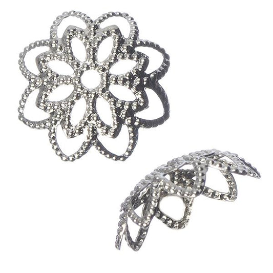 Bead Caps Filigree Flower 10x4mm Nickel 50/pk