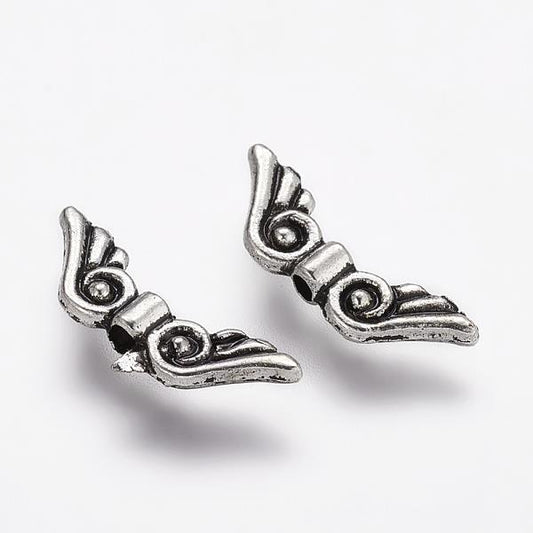 Metal Angel Wing Beads 16mm Antique Silver 10/pk