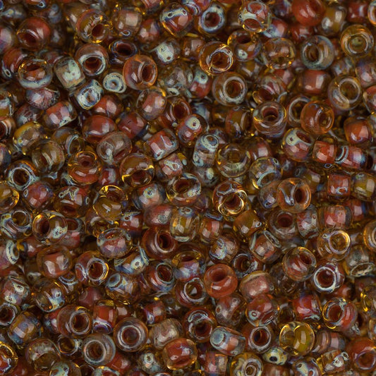 11/0 Miyuki Seed Beads #4501 Transparent Light Topaz Picasso 22g