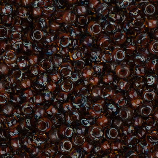 11/0 Miyuki Seed Beads #4502 Transparent Dark Topaz Picasso 22g