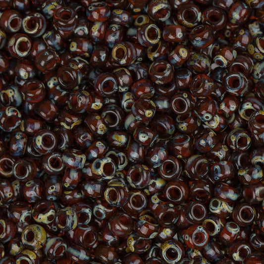 11/0 Miyuki Seed Beads #4503 Transparent Flame Red Picasso 22g