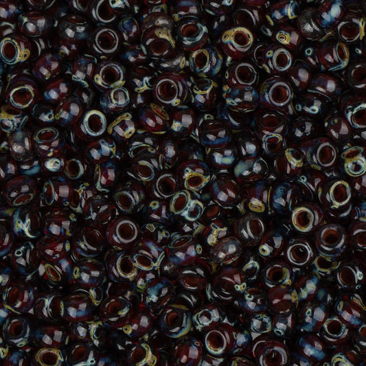11/0 Miyuki Seed Beads #4504 Transparent Ruby Picasso 22g