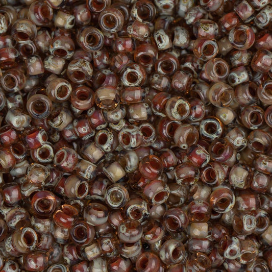 11/0 Miyuki Seed Beads #4505 Transparent Light Smoky Topaz Picasso 22g