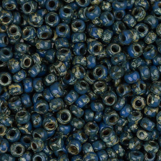 11/0 Miyuki Seed Beads #4516 Opaque Dark Teal Picasso 22g