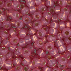 8/0 Miyuki Seed Beads #0645 Silver Lined Dark Rose Alabaster 22g