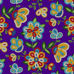 #449 Beaded Floral Purple 100% Cotton - Price Per Half Yard