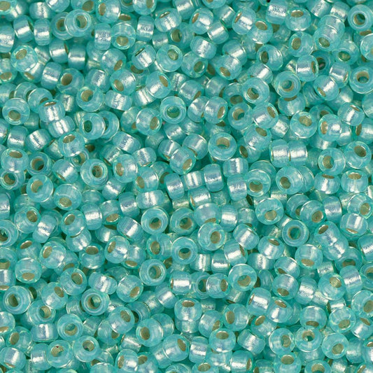 15/0 Miyuki Seed Beads #0571 Aqua Green Opal Silver Lined 22g