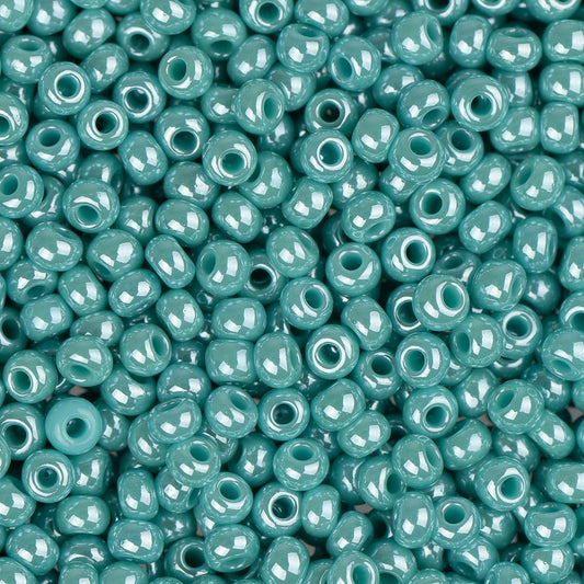 11/0 Czech Seed Beads #35042B Opaque Luster Turquoise 250g
