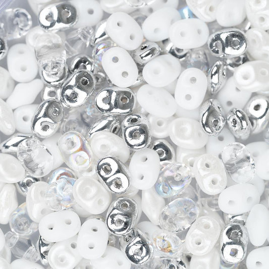 *Czech Superduo Beads White Wedding 22g