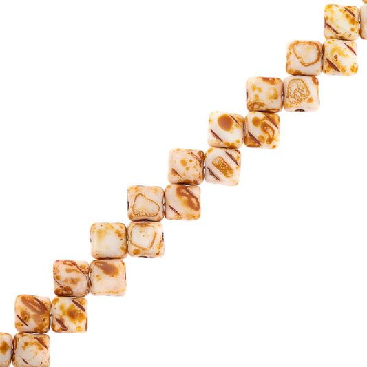 *Czech Silky Beads Chalk Travertine 40/strand