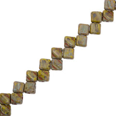 *Czech Silky Beads 40/strand - Green Travertine