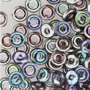 *Czech O Beads Crystal Graphite Rainbow 8.1g