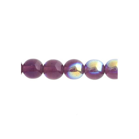 Czech Round Druk Beads 6mm Transparent Amethyst AB 31/strand