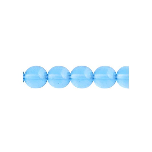Czech Round Druk Beads 6mm Transparent Aqua 31/strand