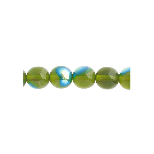 Czech Round Druk Beads 6mm Transparent Olivine AB 31/strand
