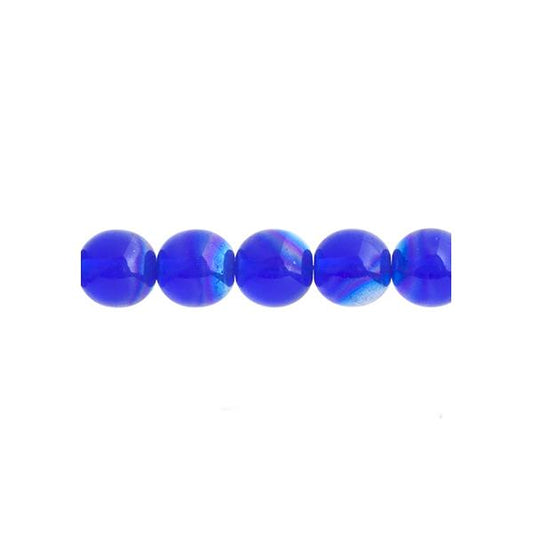 Czech Round Druk Beads 6mm Transparent Sapphire AB 31/strand