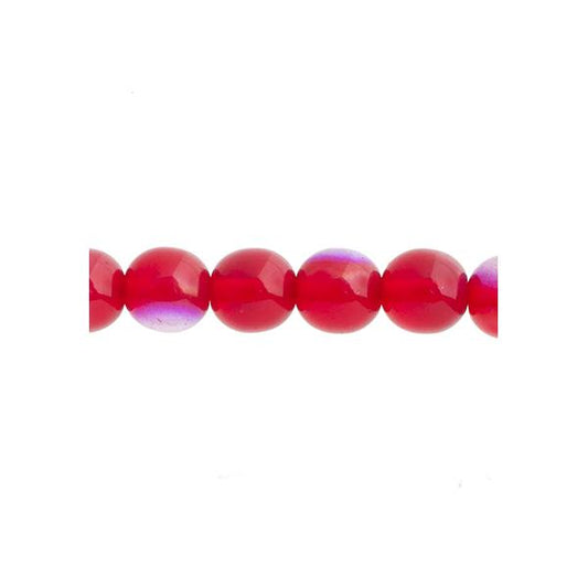 Czech Round Druk Beads 6mm Transparent Siam AB 31/strand