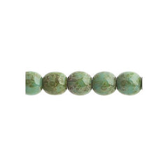 Czech Druk 6mm Beads 31/strand Opaque Turquoise Travertine