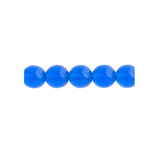 Czech Round Druk Beads 8mm Transparent Capri Blue 22/strand