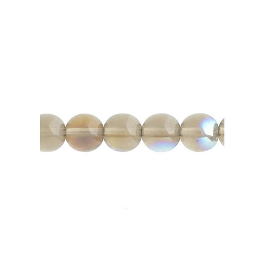 Czech Round Druk Beads 8mm Transparent Black Diamond AB 22/strand