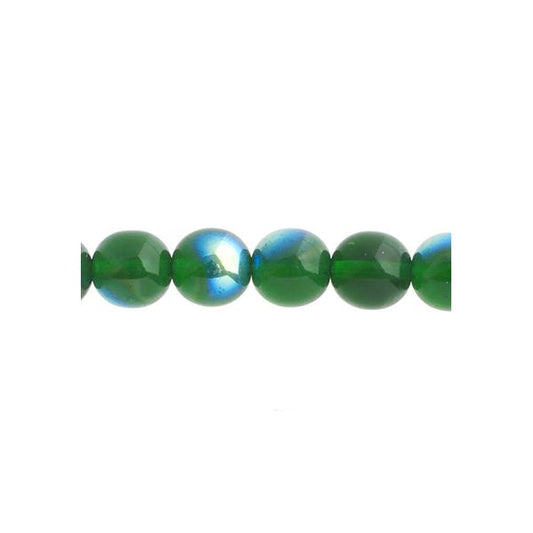 Czech Round Druk Beads 8mm Transparent Green AB 22/strand