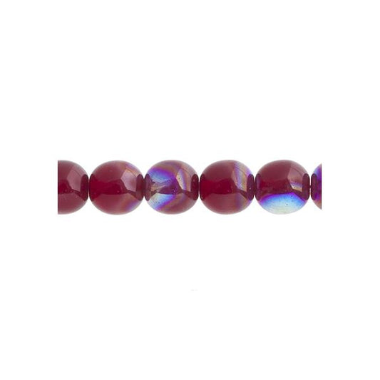 Czech Round Druk Beads 8mm Transparent Garnet AB 22/strand