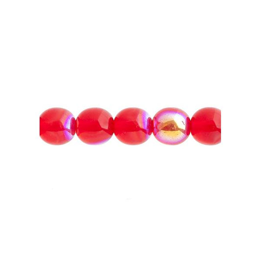 Czech Round Druk Beads 8mm Transparent Light Siam AB 22/strand