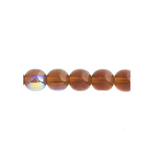Czech Round Druk Beads 8mm Transparent Smoked Topaz AB 22/strand