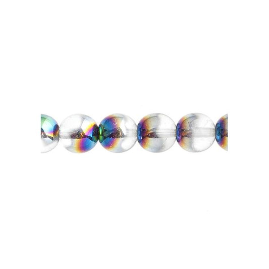 Czech Round Druk Beads 8mm Transparent Crystal Medium Vitrail 22/strand
