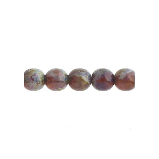 Czech Round Druk Beads 8mm Transparent Amethyst Travertine 22/strand
