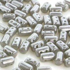 *Czech Rulla Beads Grey White Luster 22g