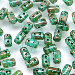 *Czech Rulla Beads Aqua Picasso 22g