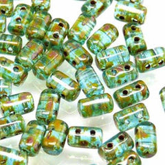 *Czech Rulla Beads Aquamarine Travertine 22g