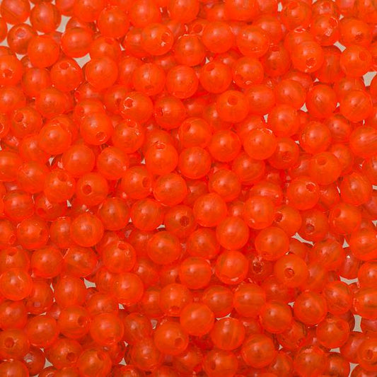 Round Plastic Beads 5mm Transparent Fluorescent Orange 5000/pk